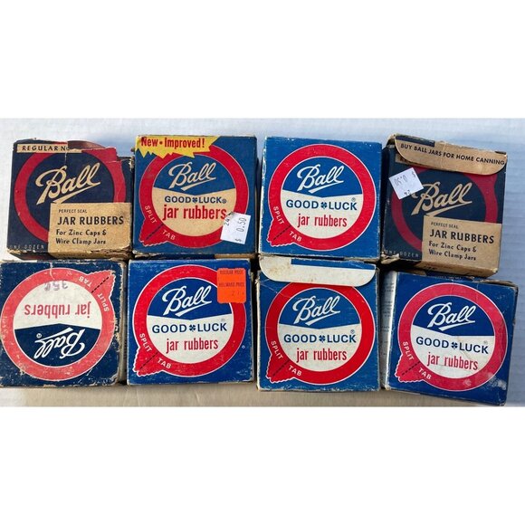Vintage Ball Rubbers Mason Canning Fruit Jars Lot Jar Rubbers 8 Boxes NOS Collec - Picture 1 of 7